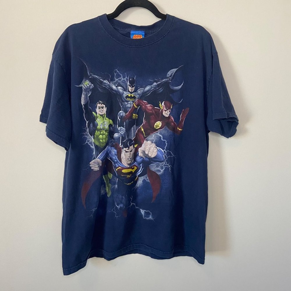 Blue Justice League Shirt Batman Superman Flash Green Lantern XL
